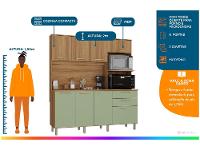Armário de Cozinha Compacta Luciane Luna 8 Portas 2 Gavetas com Torre Quente - Opcional para Pia - 2