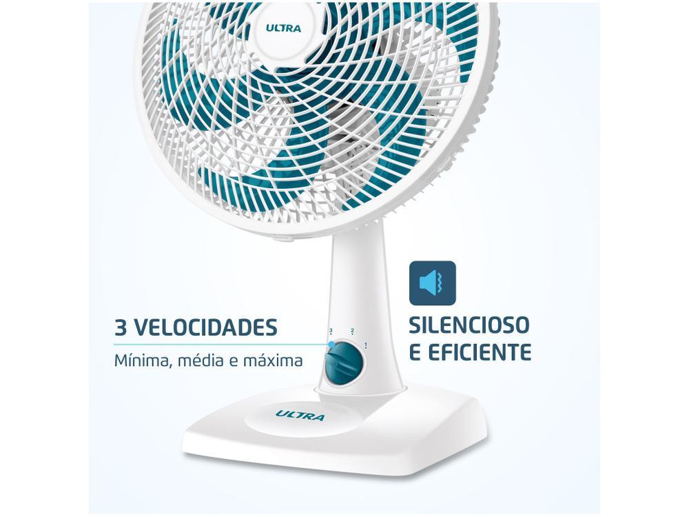 Ventilador de Mesa Ultra V-UT-30-01 30cm 6 Pás 3 Velocidades Branco e Azul - 14