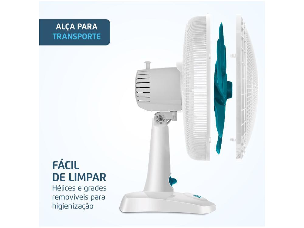 Ventilador de Mesa Ultra V-UT-30-01 30cm 6 Pás 3 Velocidades Branco e Azul - 10