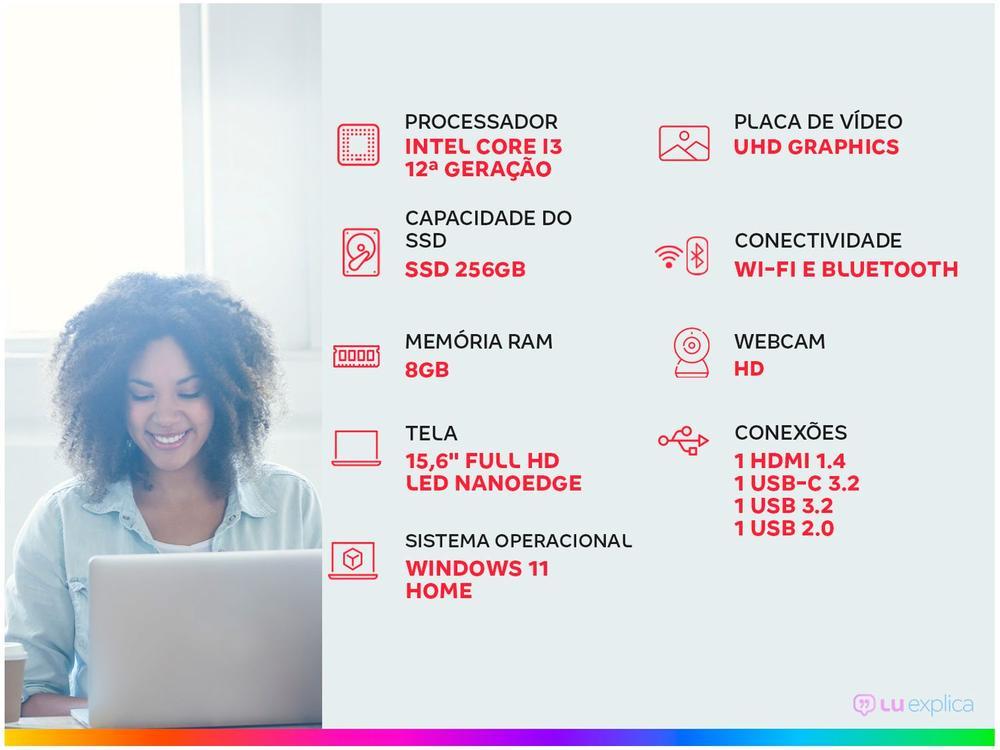 Notebook Asus Vivobook Go 15 Intel Core i3 N305 8GB RAM SSD 256GB Full HD Windows 11 E1504GA-NJ434W - 2