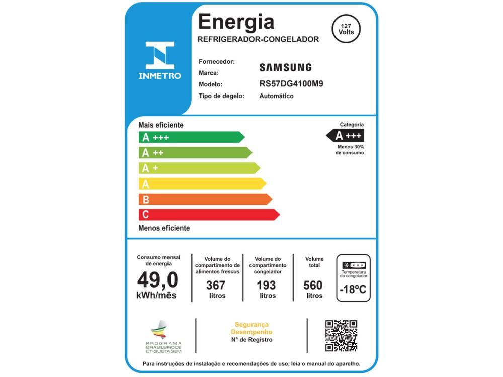 Geladeira/Refrigerador Samsung Smart Frost Free Side by Side Inox Look 560L RS57DG4100 - 10