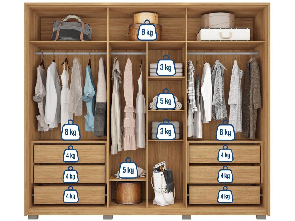 Guarda-roupa Casal 6 Portas 6 Gavetas Caemmun Centurium - 5