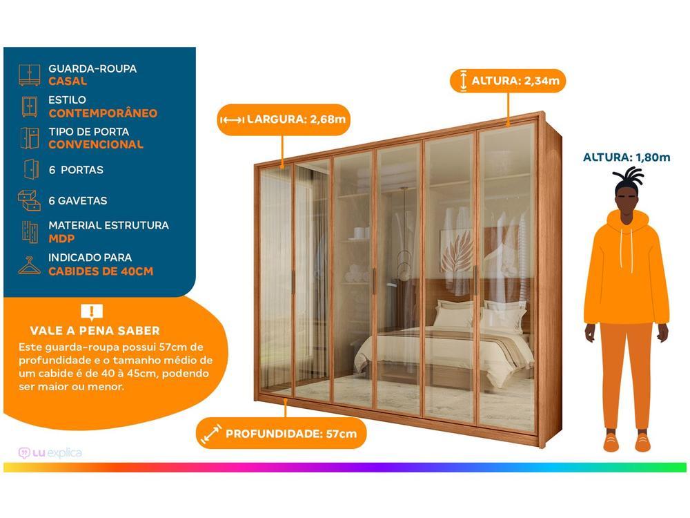 Guarda-roupa Casal 6 Gavetas 6 Portas Caemmun Reflex - 2