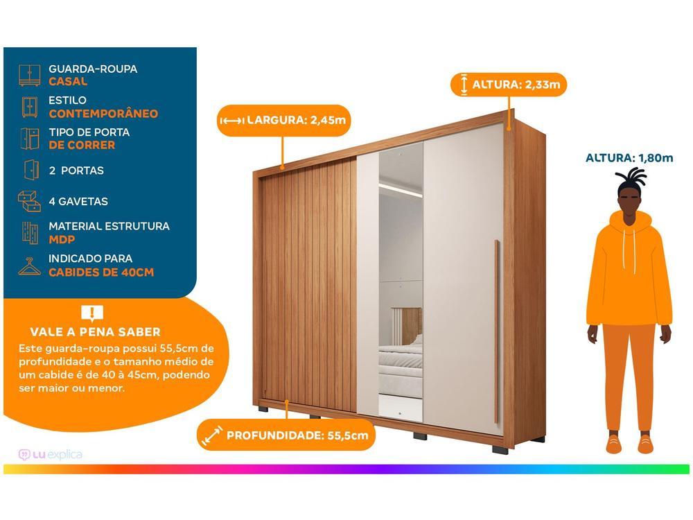 Guarda-roupa Casal 4 Gavetas 2 Portas Caemmun Romanus - 2