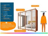 Guarda-roupa Casal com Espelho 4 Gavetas 6 Portas Caemmun Gladiador - 2