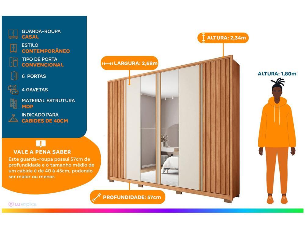 Guarda-roupa Casal 4 Gavetas 6 Portas Caemmun Apollo - 2