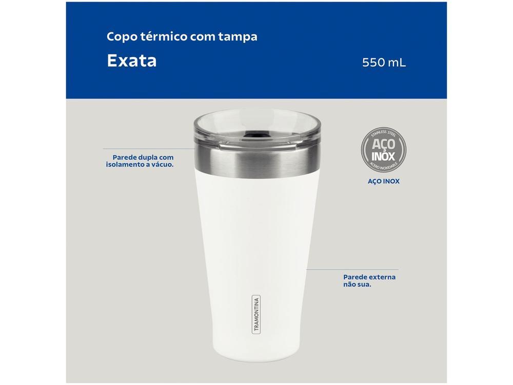 Copo Térmico Parede Dupla com Tampa Tramontina Exata 61646515 Branco 550ml - 3