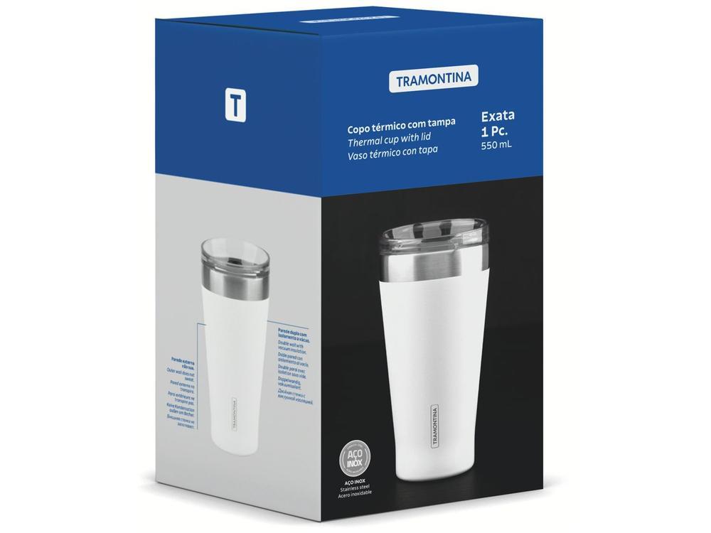 Copo Térmico Parede Dupla com Tampa Tramontina Exata 61646515 Branco 550ml - 7