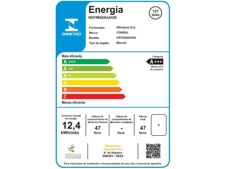 Frigobar Consul 47L Preto CRC04AE - 8