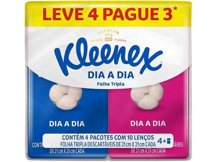 Lenço de Papel de Bolso Folha Tripla Kleenex Dia a Dia 4 Unidades com 10 Folhas Cada - 1
