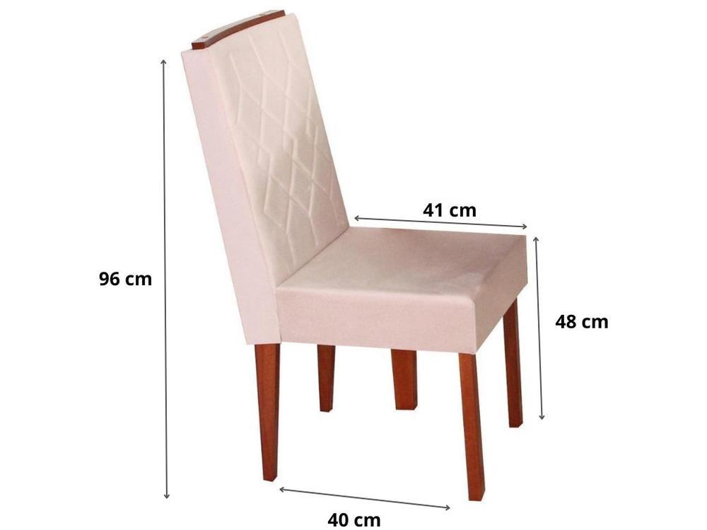 Mesa de Jantar 4 Cadeiras Retangular Madeira Maciça Mel e Off-White Tampo de Vidro Abeille Móveis São Carlos - 8