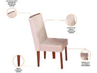 Mesa de Jantar 4 Cadeiras Retangular Madeira Maciça Mel e Off-White Tampo de Vidro Abeille Móveis São Carlos - 3