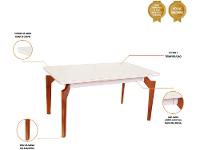 Mesa de Jantar 6 Cadeiras Retangular Madeira Maciça Mel e Off-White Tampo de Vidro Abeille Móveis São Carlos - 2