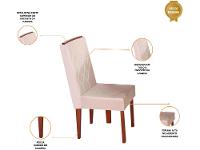 Mesa de Jantar 6 Cadeiras Retangular Madeira Maciça Mel e Off-White Tampo de Vidro Abeille Móveis São Carlos - 3