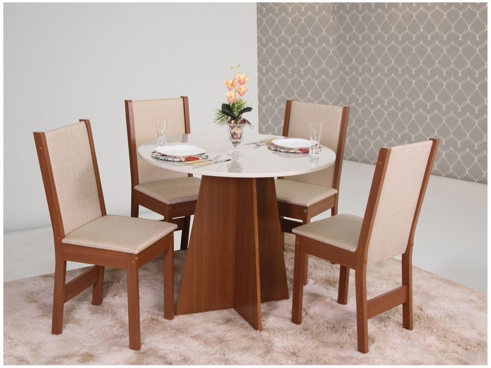Mesa de Jantar 4 Cadeiras Redonda Naturalle e Off-White Elane Móveis São Carlos - 9