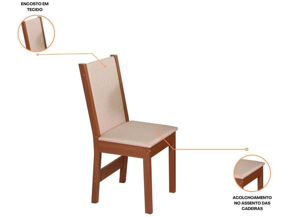 Mesa de Jantar 4 Cadeiras Redonda Naturalle e Off-White Elane Móveis São Carlos - 19
