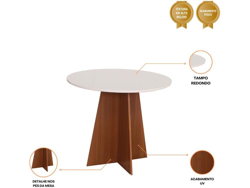 Mesa de Jantar 4 Cadeiras Redonda Naturalle e Off-White Elane Móveis São Carlos - 2