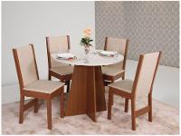 Mesa de Jantar 4 Cadeiras Redonda Naturalle e Off-White Elane Móveis São Carlos - 9