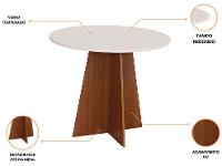 Mesa de Jantar 4 Cadeiras Redonda Naturalle e Off-White Elane Móveis São Carlos - 10