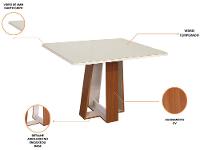 Mesa de Jantar 4 Cadeiras Retangular Naturalle e Off-White Tampo de Vidro Laís Móveis São Carlos - 2