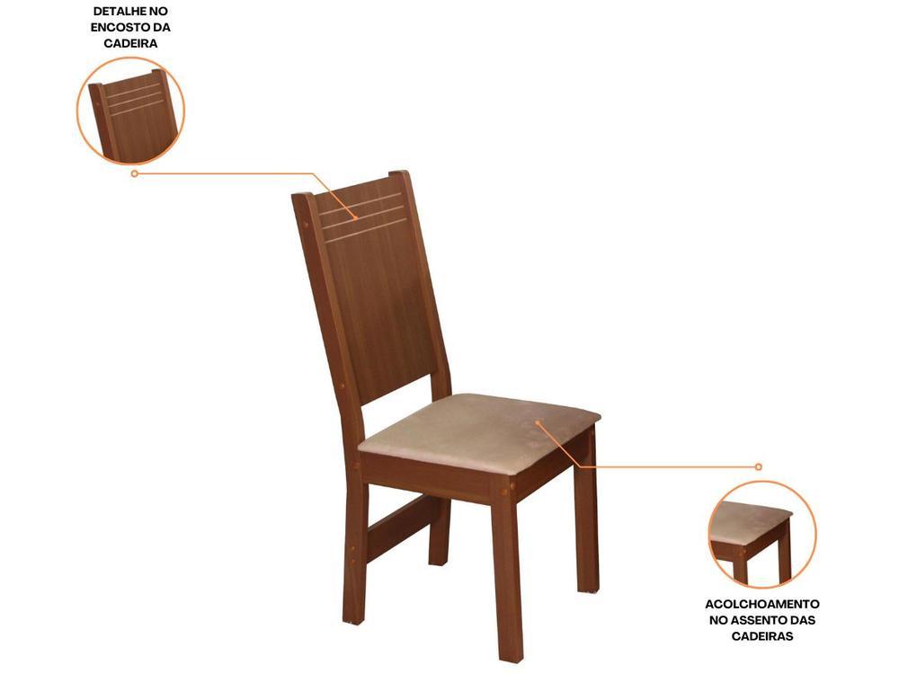 Mesa de Jantar  4 Cadeiras Retangular Naturalle e Off-White Tampo de MDF Verona Móveis São Carlos - 3