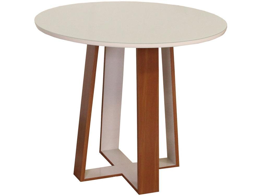 Mesa de Jantar 4 Cadeiras Redonda Naturalle e Off-White Tampo de Vidro Laís Móveis São Carlos - 5