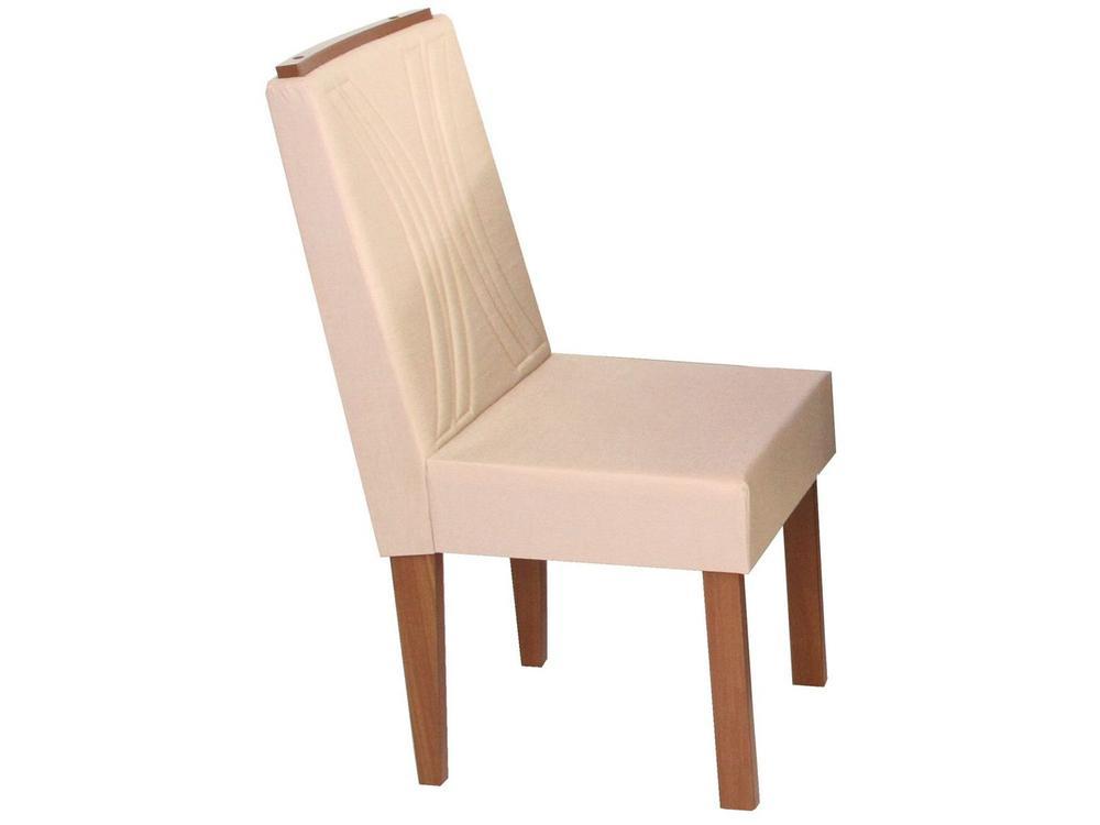 Mesa de Jantar 4 Cadeiras Redonda Naturalle e Off-White Tampo de Vidro Laís Móveis São Carlos - 6