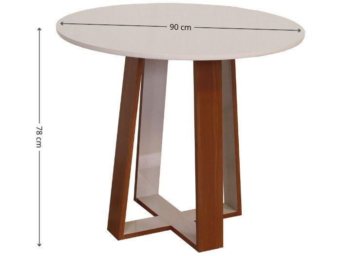 Mesa de Jantar 4 Cadeiras Redonda Naturalle e Off-White Tampo de Vidro Laís Móveis São Carlos - 7