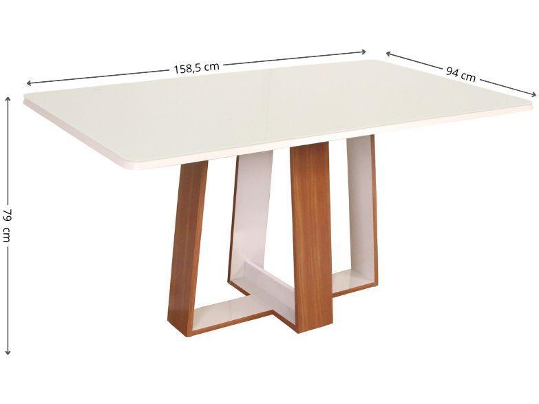 Mesa de Jantar 6 Cadeiras Retangular Naturalle e Off-White Tampo de Vidro Laís Móveis São Carlos - 7
