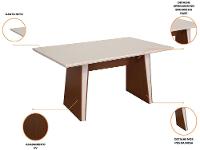 Mesa de Jantar 6 Cadeiras Retangular Naturalle e Off-White Tampo de MDF Verona Móveis São Carlos