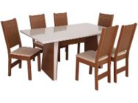 Mesa de Jantar 6 Cadeiras Retangular Naturalle e Off-White Tampo de MDF Verona Móveis São Carlos - 6
