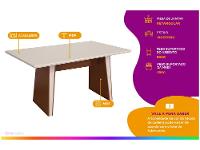 Mesa de Jantar 6 Cadeiras Retangular Naturalle e Off-White Tampo de MDF Verona Móveis São Carlos - 2