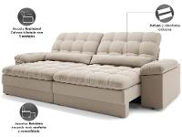 Sofá 4 Lugares Retrátil Reclinável Velosuede Cristal Next Sofás - 3