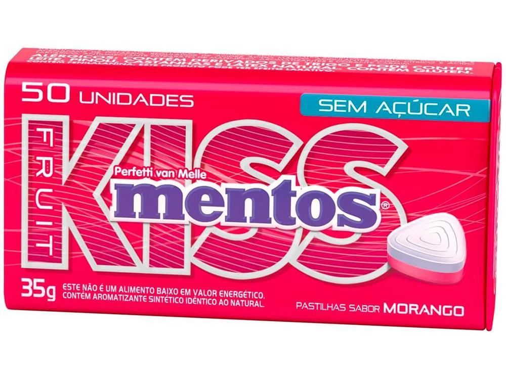 Bala Mentos Pastilhas Kiss Fruit Morango sem Açúcar 35g Lata com 50 Unidades - 1