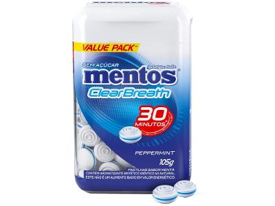 Bala Mentos Clear Breath Peppermint Menta sem Açúcar 105g Pote com 150 Unidades