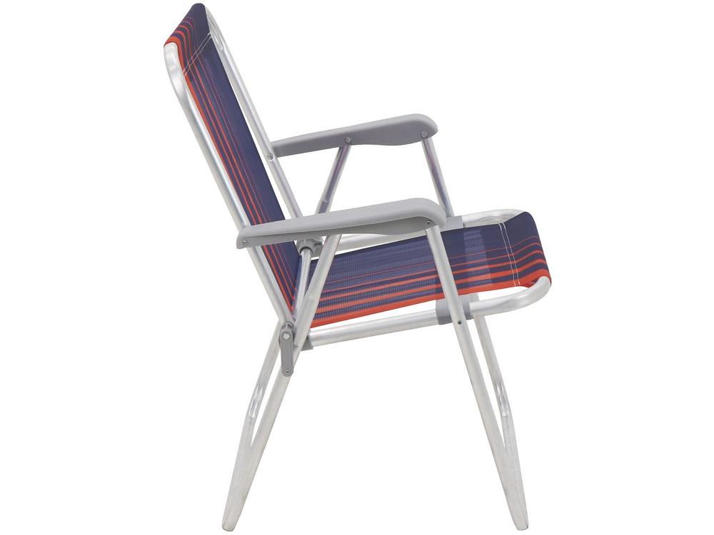 Cadeira de Praia Alta Tramontina Basic Samoa Azul Escuro e Laranja - 13