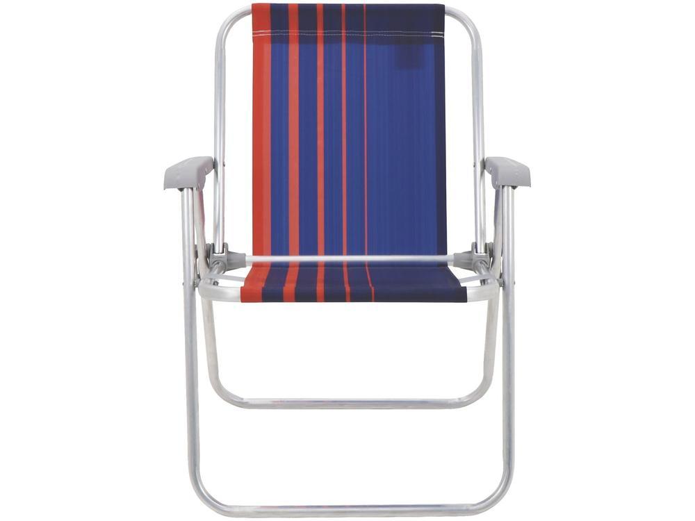 Cadeira de Praia Alta Tramontina Basic Samoa Azul Escuro e Laranja - 1