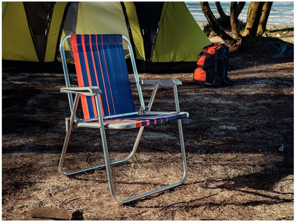 Cadeira de Praia Alta Tramontina Basic Samoa Azul Escuro e Laranja - 2