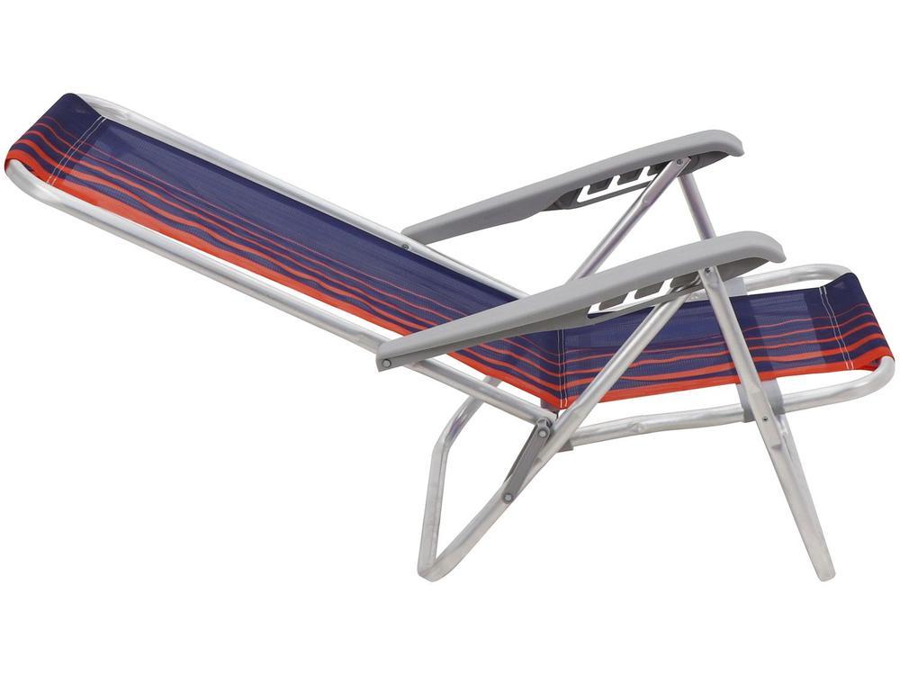 Cadeira de Praia Reclinável Tramontina Basic Bali Azul Escuro e Laranja - 6