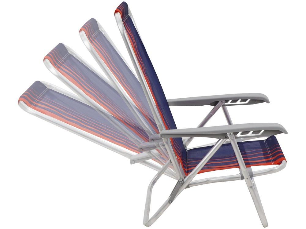 Cadeira de Praia Reclinável Tramontina Basic Bali Azul Escuro e Laranja - 3