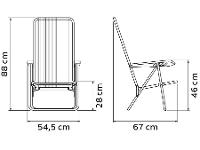 Cadeira de Praia Reclinável Tramontina Basic Bali Azul Escuro e Laranja