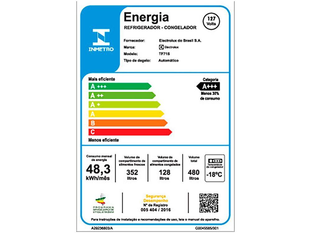 Geladeira/Refrigerador Electrolux Frost Free Duplex Inox Look 480L Efficient TF71S - 9