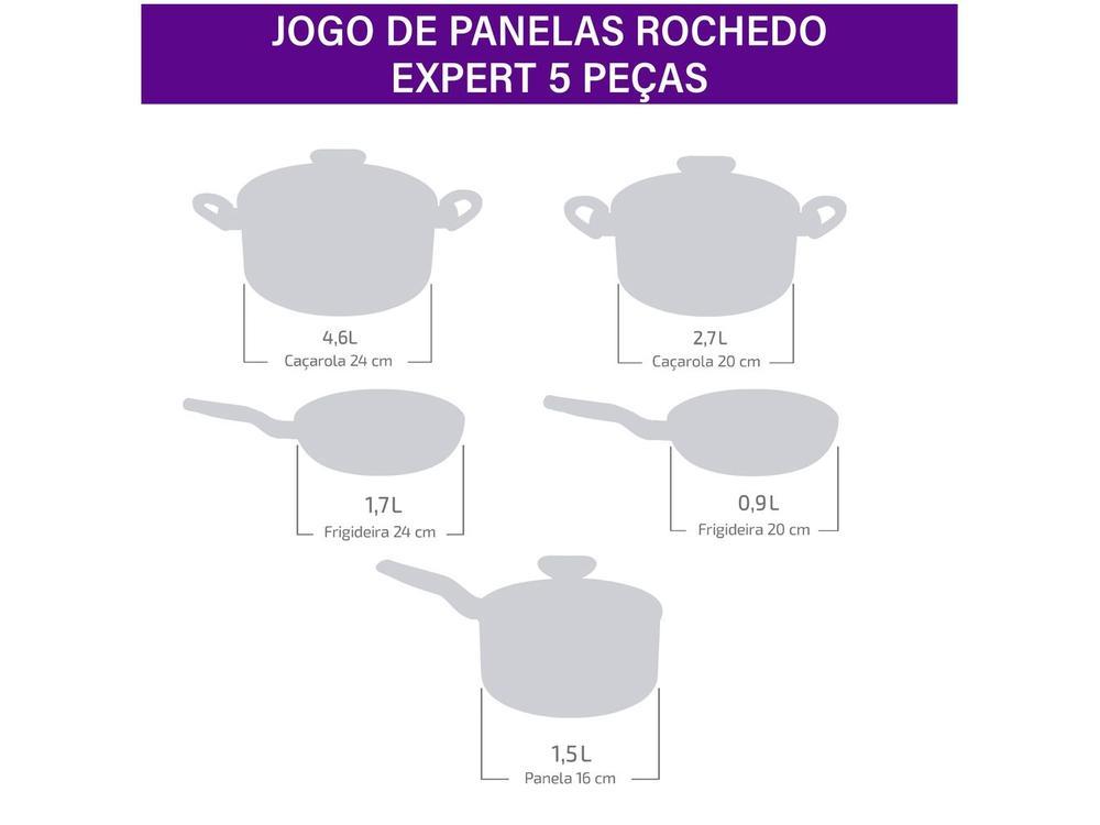 Jogo de Panelas Rochedo Antiaderente de Alumínio Chocolate 5 Peças Expert - 7