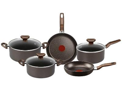 Jogo de Panelas Rochedo Antiaderente de Alumínio Chocolate 5 Peças Expert
