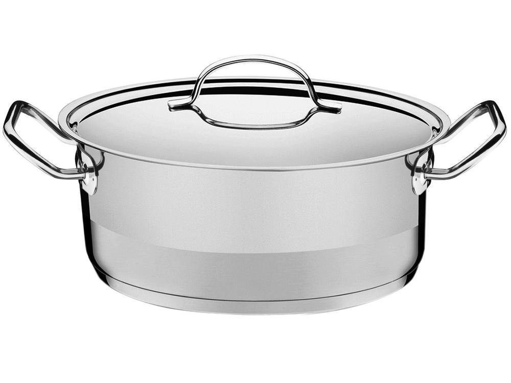 Panela Tramontina Professional em Aço Inox Fundo Triplo com Tampa Plana Detalhe Satinado 20 cm 2,9 L - 1