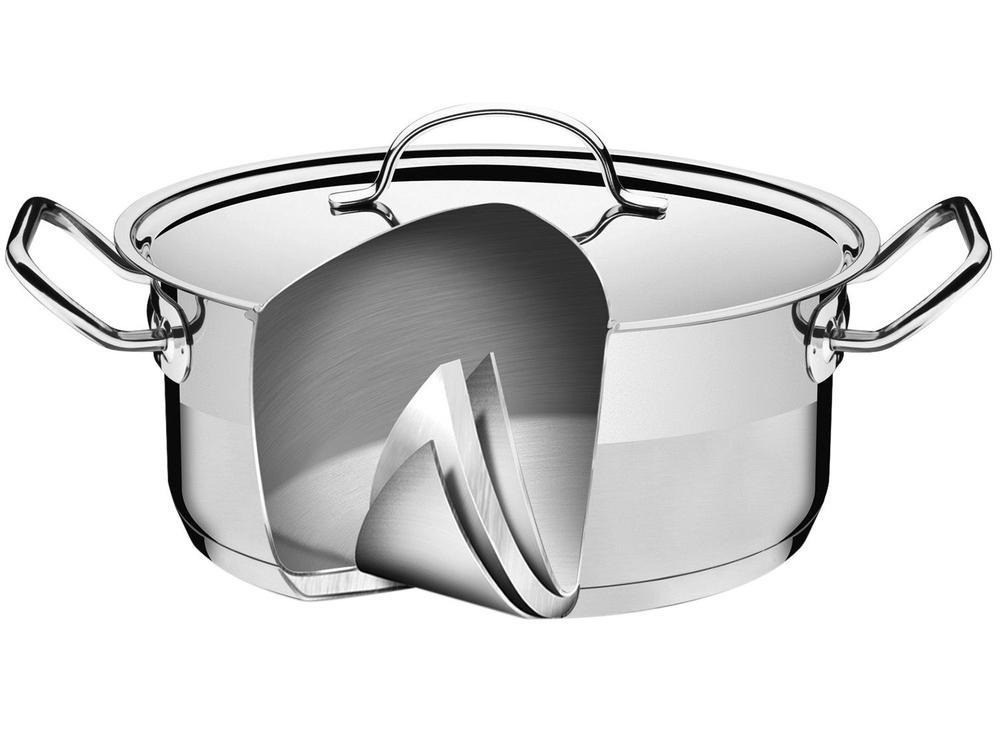 Panela Tramontina Professional em Aço Inox Fundo Triplo com Tampa Plana Detalhe Satinado 20 cm 2,9 L - 5
