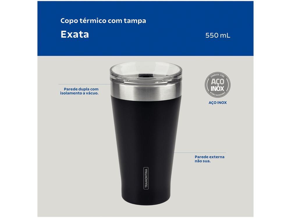 Copo Térmico Parede Dupla com Tampa Tramontina Exata 61646505 Preto 550ml - 3