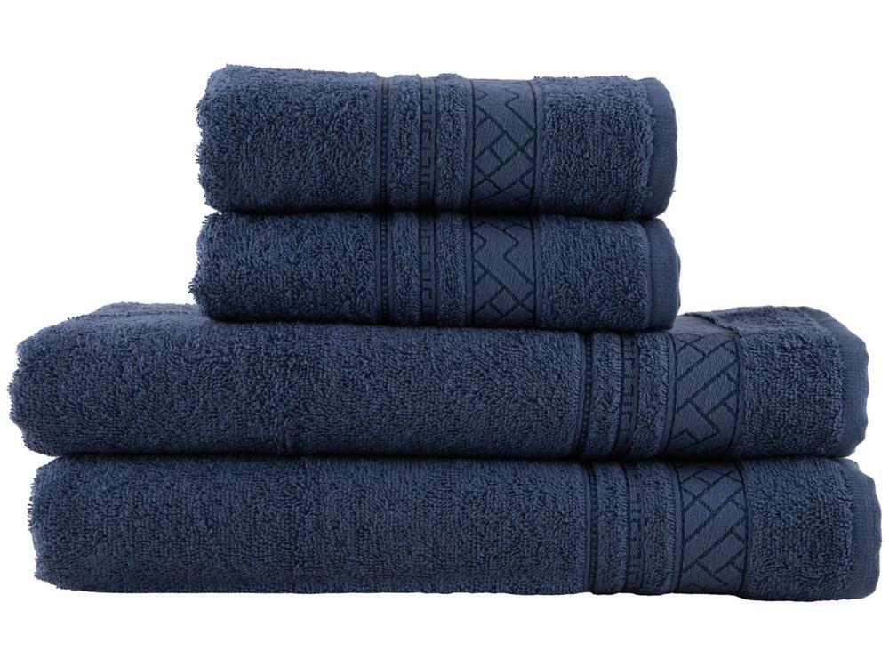 Jogo de Toalhas de Banho e Rosto Dohler de Algodão Premium Azul 4 Peças - 1