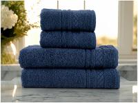 Jogo de Toalhas de Banho e Rosto Dohler de Algodão Premium Azul 4 Peças