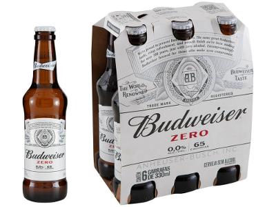 Cerveja Budweiser Zero sem Álcool 6 Garrafas 330ml